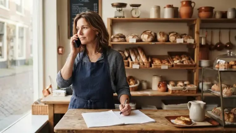 Bakkerijeigenaar neemt telefonisch een ziekmelding aan en noteert het gevolg voor haar rooster
