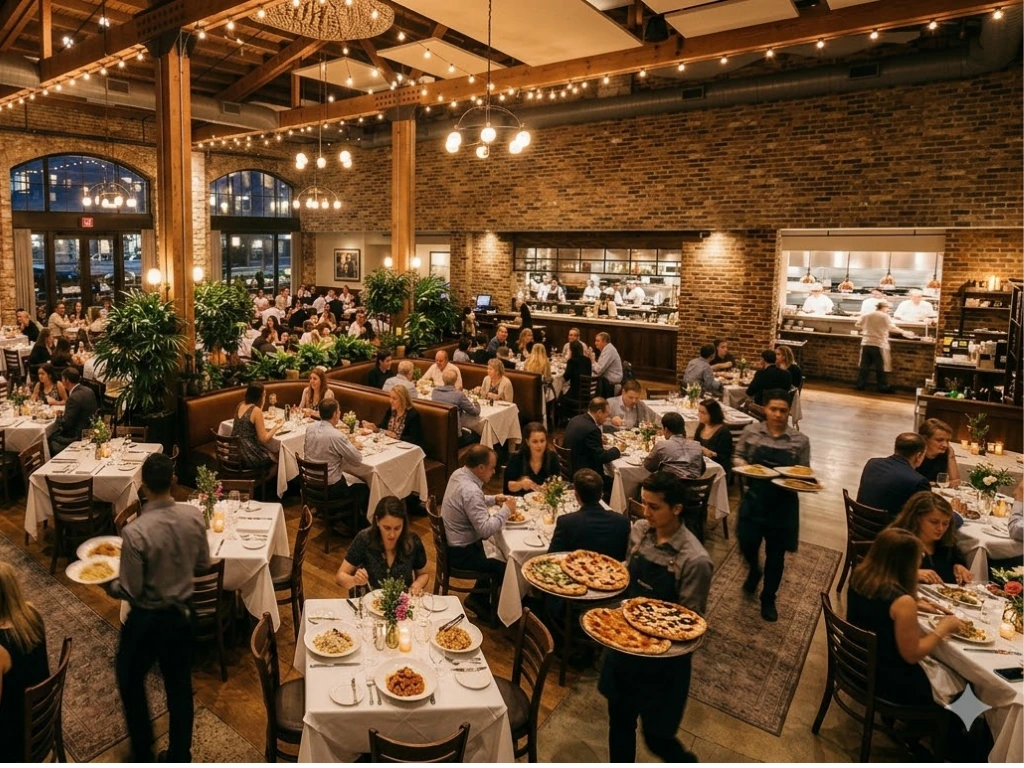 Restaurant tijdens piekdrukte